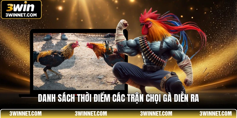 Danh sách thời điểm các trận chọi gà diễn ra
